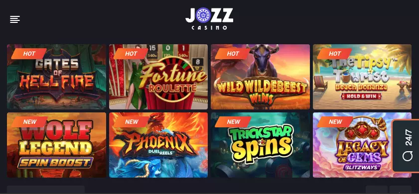 Мобильная версия Jozz Casino